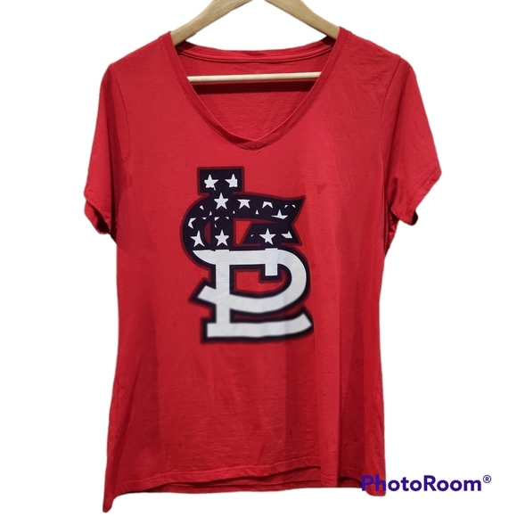 Tops - St Louis Cardinals America USA 4th of July Flag scoopneck red tshirt size Large